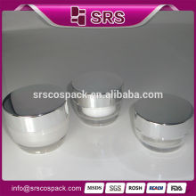 Plastic 30ml cosmetic container with aluminum cap and new product 15ml 30ml 50ml transparent Plastic acrylic cream jar